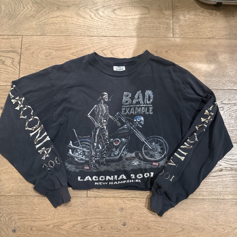 VINTAGE LONG SLEEVE LACONIA 2001 MOTO TEE